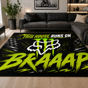 Custom name dirtbike Braap Rug Brands for motocross girls and dirt bike riders - Brands view 1