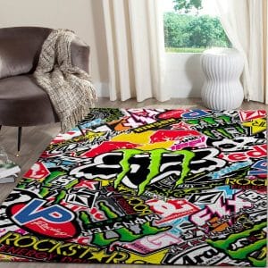 Custom name BraapGirls Sticker Motocross Braaap Rugs for motocross girls and dirt bike riders - Rugs view 2