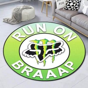 Custom name BraapGirls Braap Premium Round Rug Brands for motocross girls and dirt bike riders