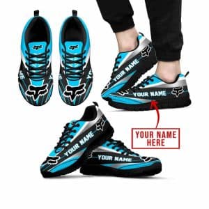 Premium Mx Sneakers – Custom Name – Fox Racing  – Sky Blue – Black