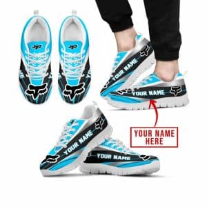 Premium Mx Sneakers – Custom Name – Fox Racing  – Sky Blue – White