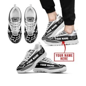 Premium Mx Sneakers – Custom Name – Fox Racing  – Grey – White