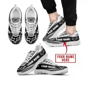 Premium Mx Sneakers – Custom Name – Fox Racing  – Grey – White