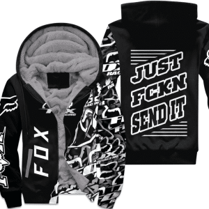 Custom name BraapGirls [PREMIUM] JUST FNKN SEND IT BLACK FLEECE HOODIE Brands for motocross girls and dirt bike riders