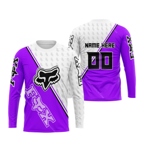 Custom name BraapGirls FX RACING WHITE PURPLE | CUSTOM NAME Brands for motocross girls and dirt bike riders - Brands view 1