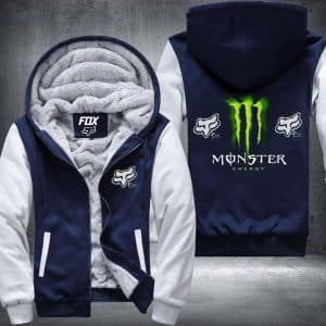 Custom name BraapGirls Fox Monster 2 Fleece Zip Hoodies Brands for motocross girls and dirt bike riders - Brands view 3