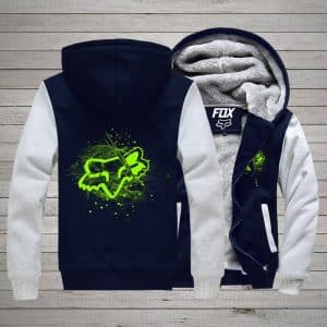 Custom name BraapGirls Fox Light Green Fleece Zip Hoodies Brands for motocross girls and dirt bike riders - Brands view 1