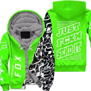 Custom name BraapGirls [PREMIUM] JUST FNKN SEND IT GREEN FLEECE HOODIE Brands for motocross girls and dirt bike riders