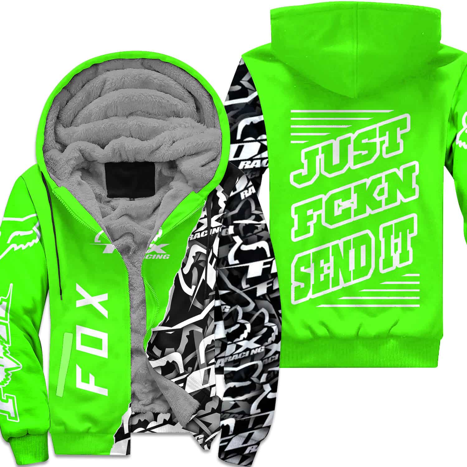 [PREMIUM] JUST FNKN SEND IT GREEN FLEECE HOODIE