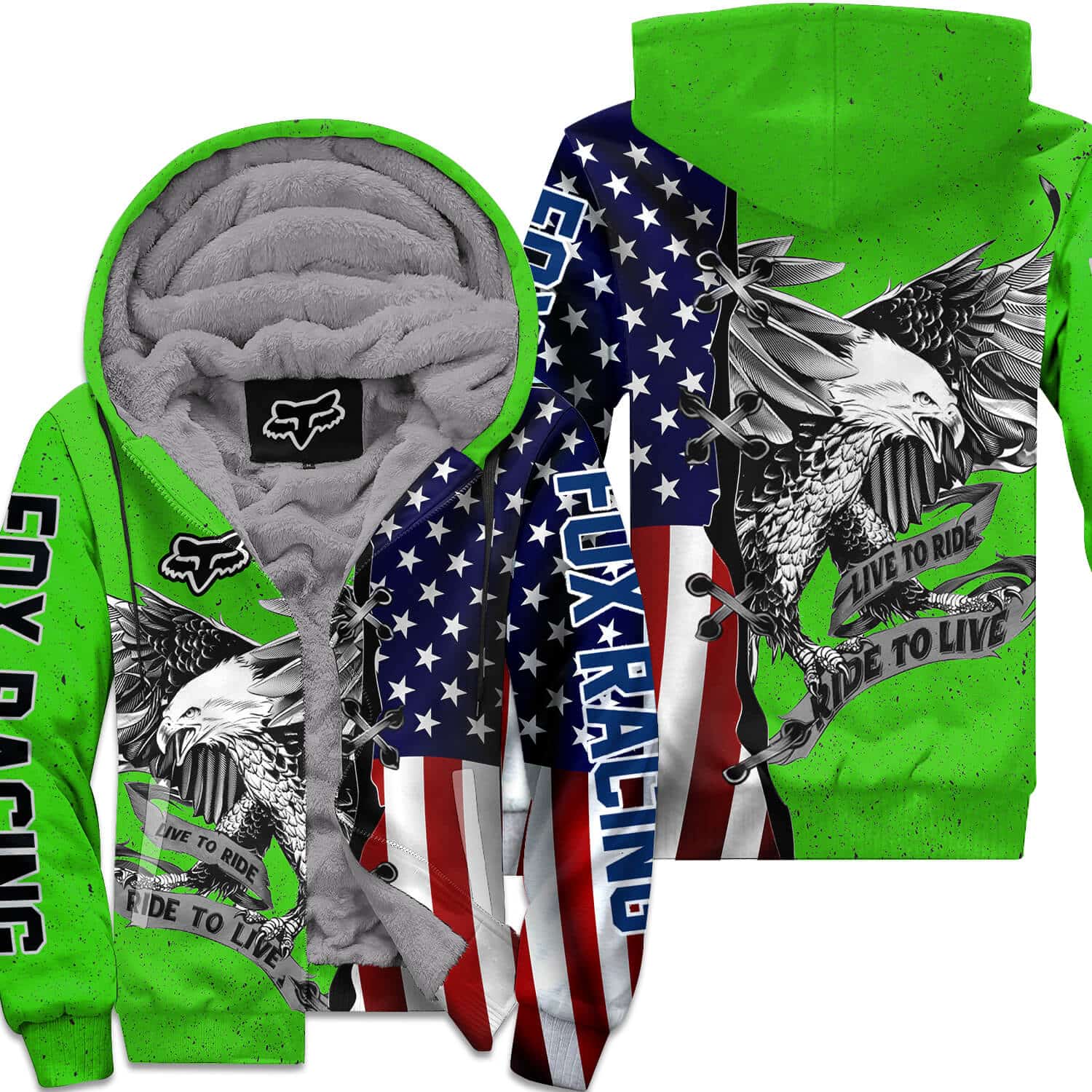 [PREMIUM] RIDE TO LIVE, LIVE TO RIDE FLEECE HOODIE GREEN