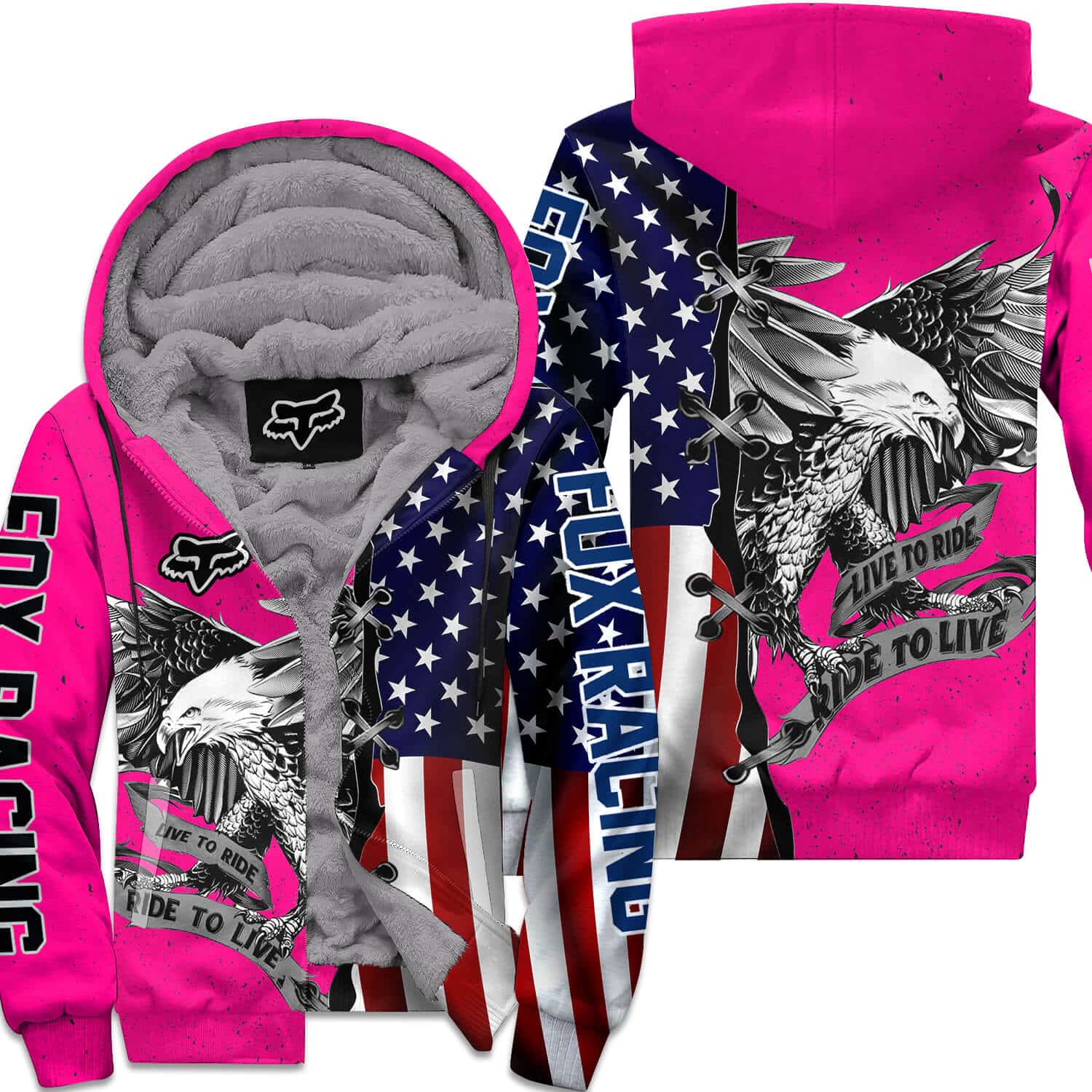 [PREMIUM] RIDE TO LIVE, LIVE TO RIDE FLEECE HOODIE PINK
