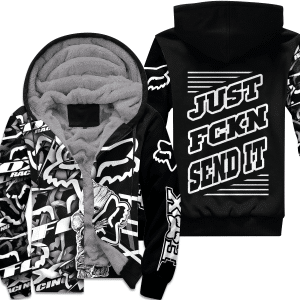 Custom name BraapGirls [PREMIUM] JUST FNKN SEND IT BLACK FLEECE HOODIE GROOT V3 Brands for motocross girls and dirt bike riders
