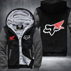 Custom name BraapGirls FOX HONDA Fleece Zip Hoodies Brands for motocross girls and dirt bike riders - Brands view 1