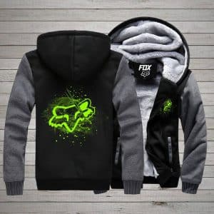 Custom name BraapGirls Fox Light Green Fleece Zip Hoodies Brands for motocross girls and dirt bike riders - Brands view 3