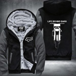 Custom name BraapGirls Life Behind Bars Fleece Zip Hoodies Brands for motocross girls and dirt bike riders - Brands view 2