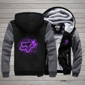 Custom name BraapGirls Fox Purple Fleece Zip Brands for motocross girls and dirt bike riders - Brands view 1