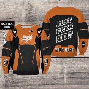 Custom name BraapGirls MOTOCROSS PERSONALIZED FX RACING V2 | COLOR ORANGE-BLACK Brands for motocross girls and dirt bike riders - Brands view 2