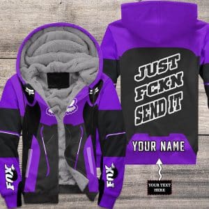 MOTOCROSS PERSONALIZED FX RACING V2 | FLEECE HOODIE | COLOR PURPLE-BLACK
