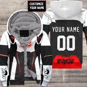 CUSTOM NAME RACING FLEECE HOODIE | FX V1 | WHITE BLACK