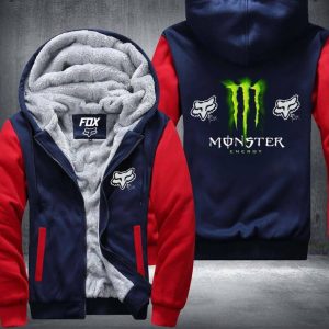 Custom name BraapGirls Fox Monster 2 Fleece Zip Hoodies Brands for motocross girls and dirt bike riders - Brands view 2