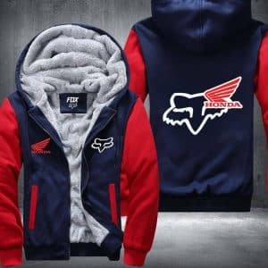 Custom name BraapGirls FOX HONDA Fleece Zip Hoodies Brands for motocross girls and dirt bike riders - Brands view 2