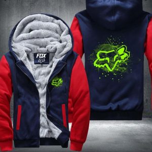 Custom name BraapGirls Fox Light Green Fleece Zip Hoodies Brands for motocross girls and dirt bike riders - Brands view 2