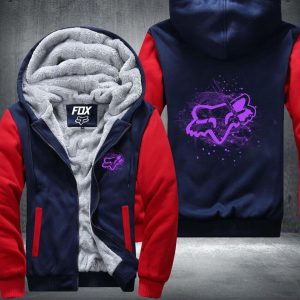 Custom name BraapGirls Fox Purple Fleece Zip Brands for motocross girls and dirt bike riders - Brands view 2