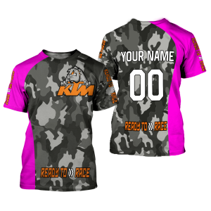 Custom name BraapGirls CUSTOM NAME RACING | PINK CAMO | KTM Brands for motocross girls and dirt bike riders - Brands view 1