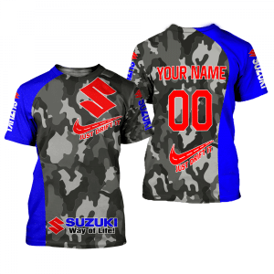 Custom name BraapGirls CUSTOM NAME RACING | BLUE CAMO | SUZUKI Brands for motocross girls and dirt bike riders - Brands view 1