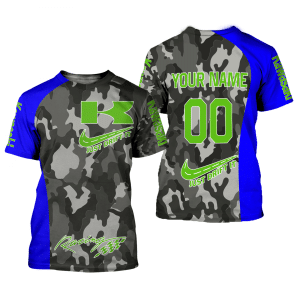 Custom name BraapGirls CUSTOM NAME RACING | BLUE CAMO | KAWASAKI Brands for motocross girls and dirt bike riders - Brands view 1