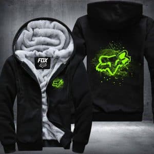 Custom name BraapGirls Fox Light Green Fleece Zip Hoodies Brands for motocross girls and dirt bike riders