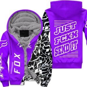 Custom name BraapGirls [PREMIUM] JUST FNKN SEND IT PURPLE FLEECE HOODIE Brands for motocross girls and dirt bike riders