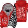 Custom name BraapGirls [PREMIUM] JUST FNKN SEND IT RED FLEECE HOODIE Brands for motocross girls and dirt bike riders