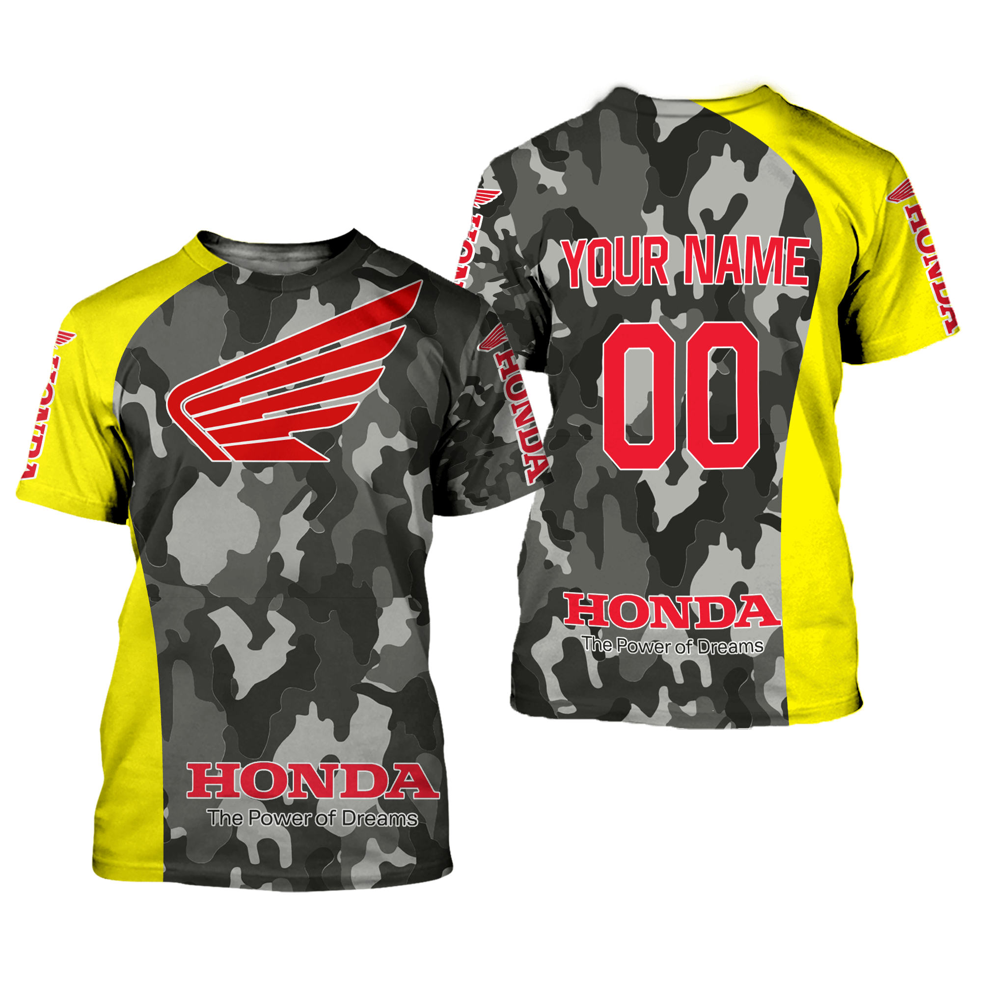 CUSTOM NAME RACING | YELLOW CAMO | HONDA view 3