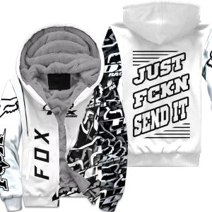 Custom name BraapGirls [PREMIUM] JUST FNKN SEND IT WHITE FLEECE HOODIE Brands for motocross girls and dirt bike riders
