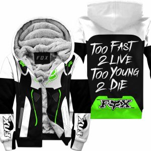 TOO FAST TO LIVE TOO YOUNG TO DIE – FLEECE HOODIE – FOX RACING – WHITE GREEN