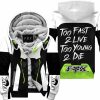 TOO FAST TO LIVE TOO YOUNG TO DIE – FLEECE HOODIE – FOX RACING – WHITE GREEN 1