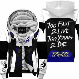 TOO FAST TO LIVE TOO YOUNG TO DIE – FLEECE HOODIE – FOX RACING – WHITE NAVY