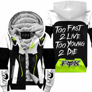 TOO FAST TO LIVE TOO YOUNG TO DIE – FLEECE HOODIE – FOX RACING – WHITE NEON