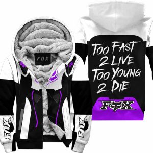 TOO FAST TO LIVE TOO YOUNG TO DIE – FLEECE HOODIE – FOX RACING – WHITE PURPLE