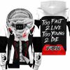 TOO FAST TO LIVE TOO YOUNG TO DIE – FLEECE HOODIE – FOX RACING – WHITE RED