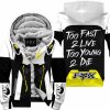 TOO FAST TO LIVE TOO YOUNG TO DIE – FLEECE HOODIE – FOX RACING – WHITE YELLOW