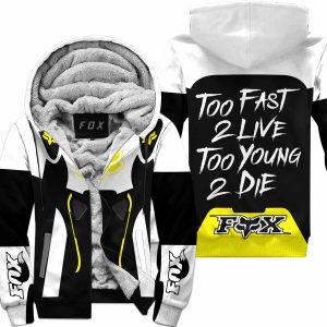 TOO FAST TO LIVE TOO YOUNG TO DIE – FLEECE HOODIE – FOX RACING – WHITE YELLOW