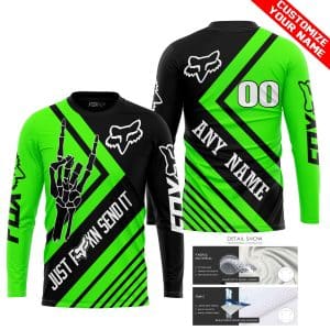 Custom name BraapGirls JUST FCKN SEND IT – FOX RACING GREEN | HOODIE & JERSEY | KID-YOUTH & ADULT Brands for motocross girls and dirt bike riders - Brands vi...