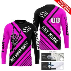 Custom name BraapGirls JUST FCKN SEND IT – FOX RACING PINK | HOODIE & JERSEY | KID-YOUTH & ADULT Brands for motocross girls and dirt bike riders - Brands view 1