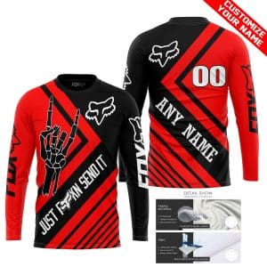 Custom name BraapGirls JUST FCKN SEND IT – FOX RACING RED | HOODIE & JERSEY | KID-YOUTH & ADULT Brands for motocross girls and dirt bike riders - Brands view 1