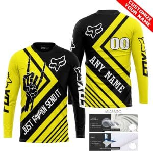 Custom name BraapGirls JUST FCKN SEND IT – FOX RACING YELLOW | HOODIE & JERSEY | KID-YOUTH & ADULT Brands for motocross girls and dirt bike riders - Brands v...