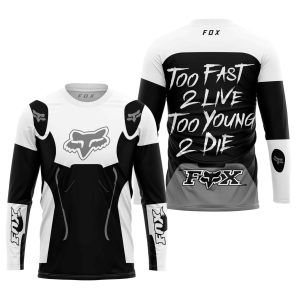 Custom name BraapGirls TOO FAST TO LIVE TOO YOUNG TO DIE – FOX RACING – WHITE GREY Brands for motocross girls and dirt bike riders - Brands view 1