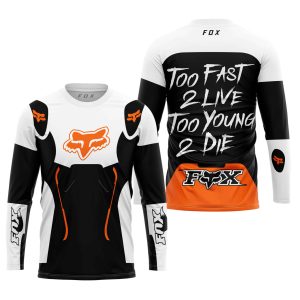 Custom name BraapGirls TOO FAST TO LIVE TOO YOUNG TO DIE – FOX RACING – WHITE ORANGE Brands for motocross girls and dirt bike riders - Brands view 2