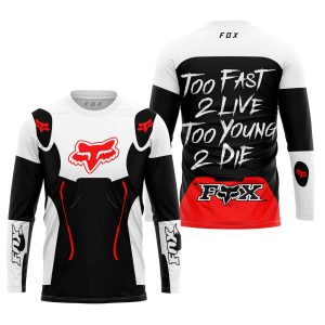Custom name BraapGirls TOO FAST TO LIVE TOO YOUNG TO DIE – FOX RACING – WHITE RED Brands for motocross girls and dirt bike riders - Brands view 1